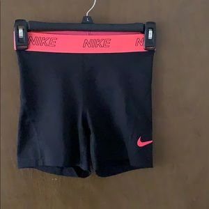 XS Nike biking shorts w/ pink waist bans & swoosh